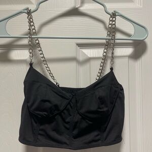 Black Chain Strap Crop Top